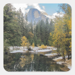 Reflections Of Half Dome Square Sticker