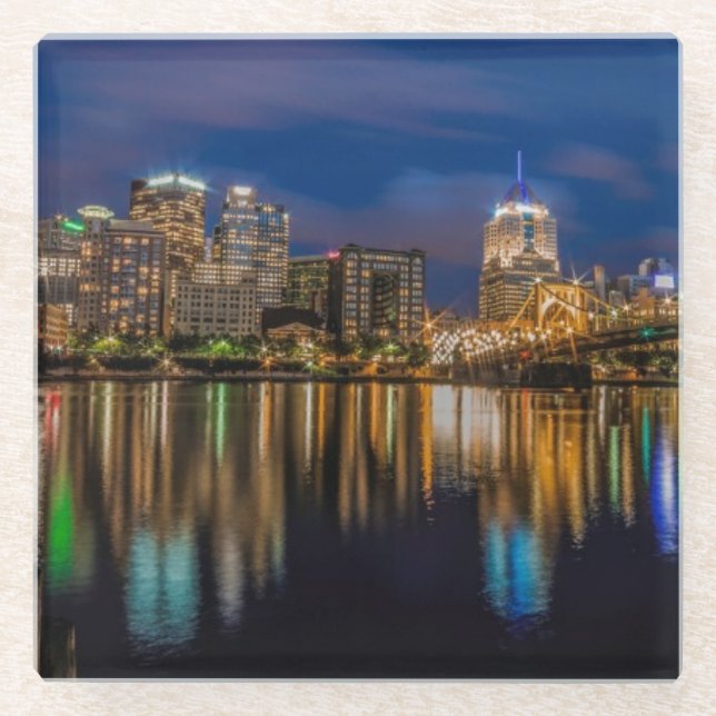 Reflections of Pittsburgh Glass Coaster (Front)