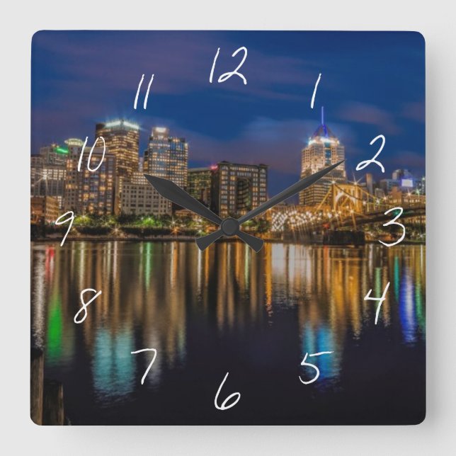 Reflections of Pittsburgh Square Wall Clock (Front)
