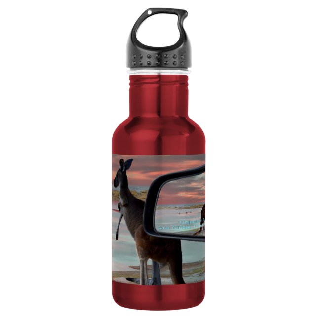 "Reflections of the Wild: A Kangaroo on the Beach  532 Ml Water Bottle (Front)