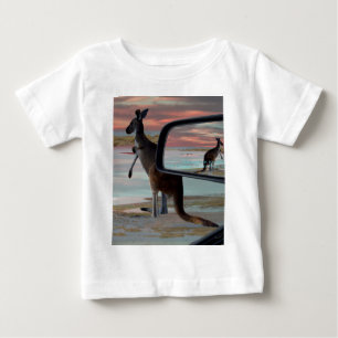"Reflections of the Wild: A Kangaroo on the Beach Baby T-Shirt