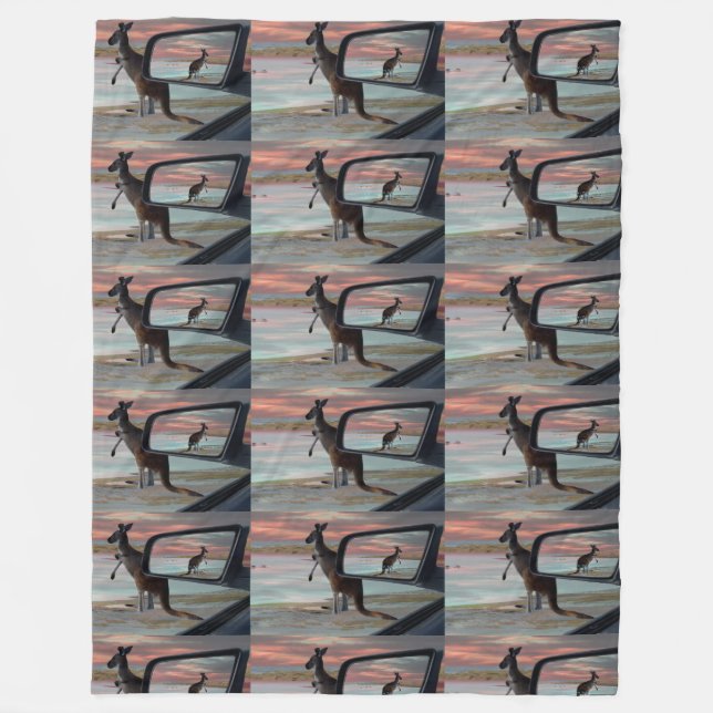 "Reflections of the Wild: A Kangaroo on the Beach  Fleece Blanket (Front)