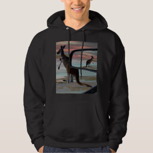 "Reflections of the Wild: A Kangaroo on the Beach  Hoodie