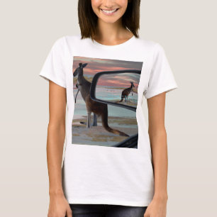 "Reflections of the Wild: A Kangaroo on the Beach  T-Shirt