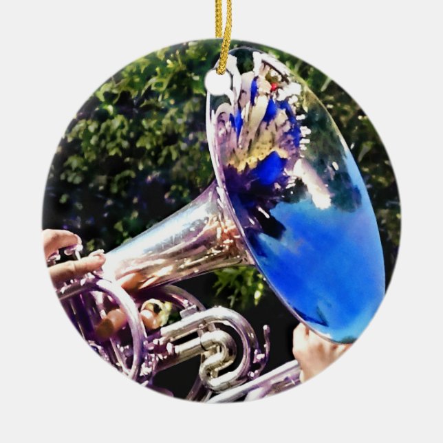 Reflections on a Baritone Horn Ceramic Ornament (Front)