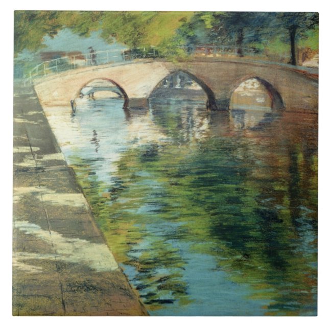 Reflections on a Canal (by William Merritt Chase) Ceramic Tile (Front)