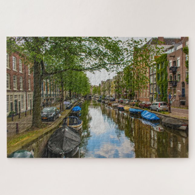 Reflections on Amsterdam canal, Netherland Jigsaw Puzzle (Horizontal)