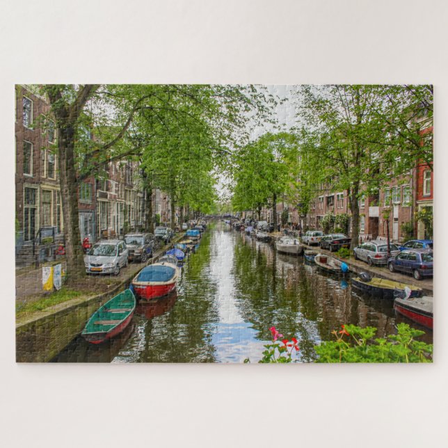 Reflections on Amsterdam canal, Netherland Jigsaw Puzzle (Horizontal)