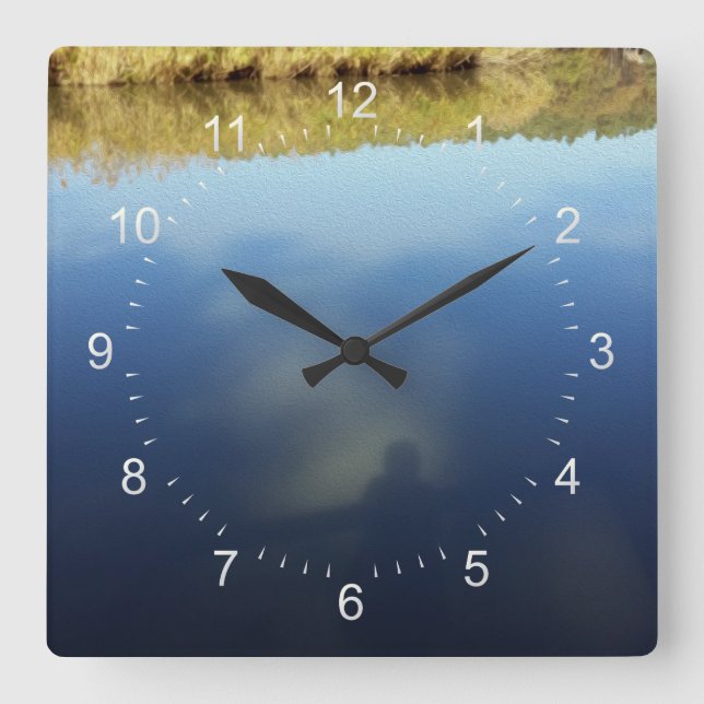 Reflections on lake square wall clock (Front)