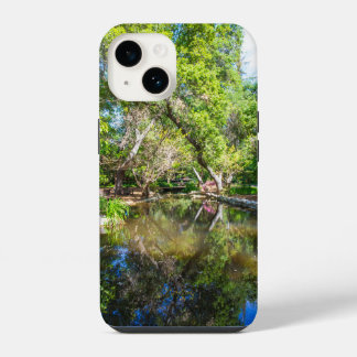 reflections on the pond in the garden iPhone 14 case