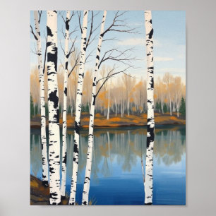 Reflections on the Shoreline: Autumn's Golden Embr Poster