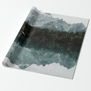 REFLECTIONS ON TREES ON LAKE WRAPPING PAPER