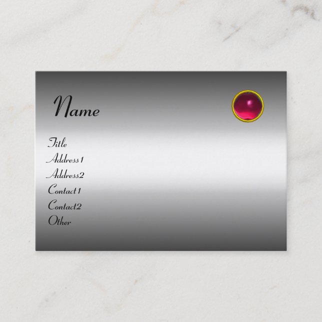 REFLECTIONS RUBY MONOGRAM, grey white pink Business Card (Front)