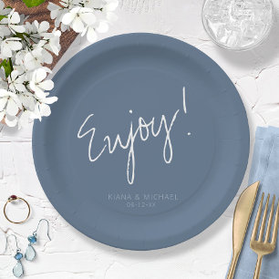 Reflections Wedding Cheers Dusty Blue ID774 Paper Plate