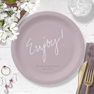 Reflections Wedding Enjoy Mauve ID774 Paper Plate