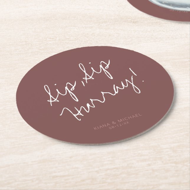 Reflections Wedding Hurray Cinnamon Rose ID774 Round Paper Coaster (Angled)