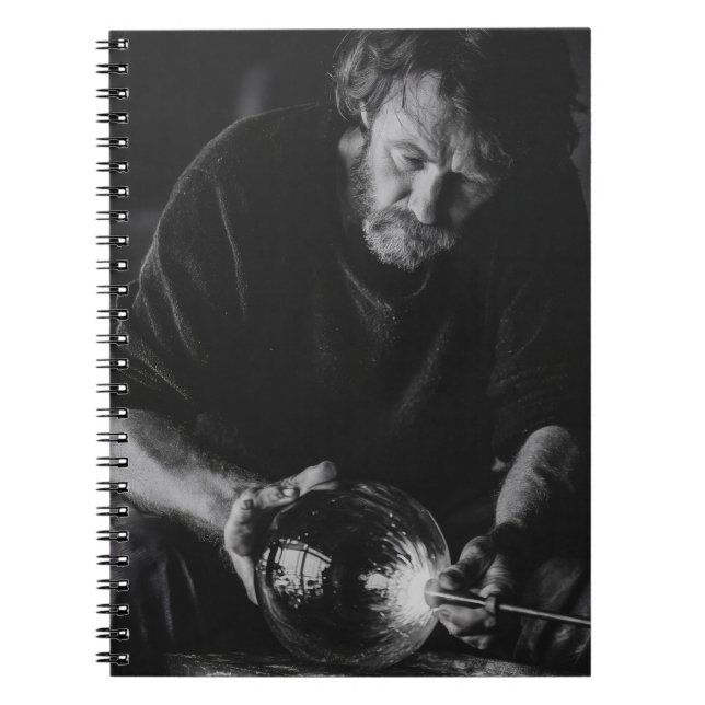 Reflective Artisan Black White Glassblower Noteboo Notebook (Front)