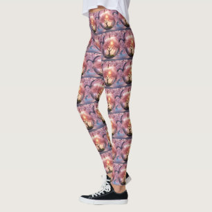 "Reflective Beauty: Glass Apple With Blossom Tree Leggings