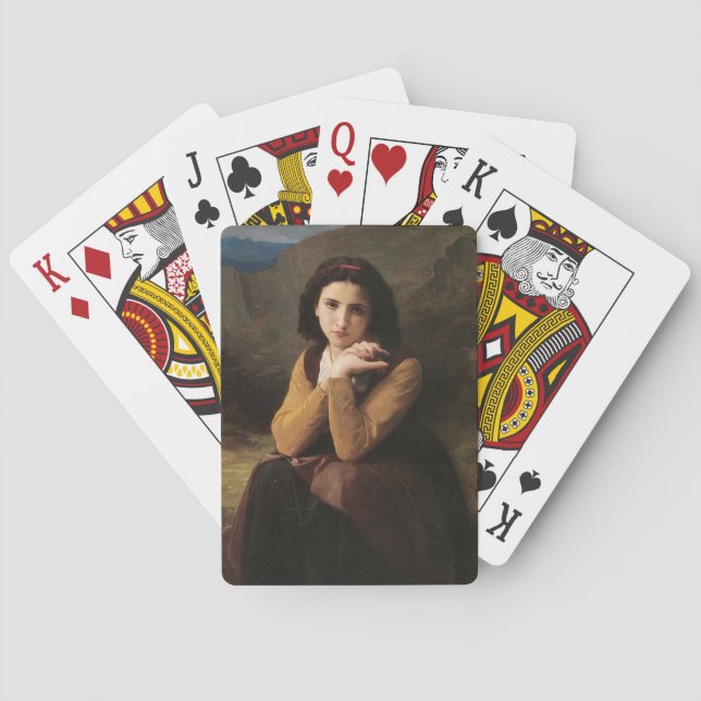 Reflective Beauty (Mignon Pensive) 1869 Bouguereau Playing Cards (Back)