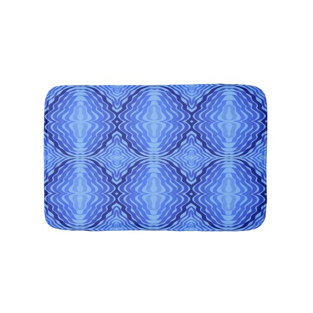 Reflective Blue Waves Modern Abstract Design Art Bath Mat (Front)