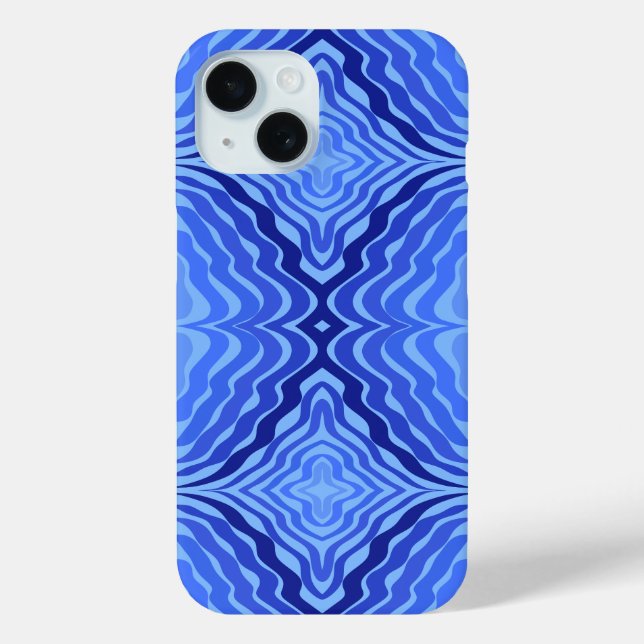 Reflective Blue Waves Modern Abstract Design Art Case-Mate iPhone Case (Back)