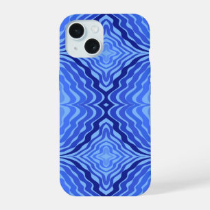 Reflective Blue Waves Modern Abstract Design Art iPhone 15 Case