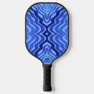 Reflective Blue Waves Modern Abstract Design Art Pickleball Paddle