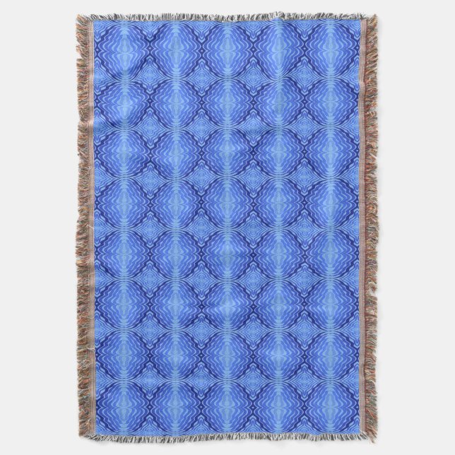 Reflective Blue Waves Modern Abstract Design Art Throw Blanket (Front Vertical)