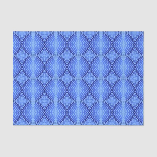Reflective Blue Waves Modern Abstract Design Art Tissue Paper (Front)