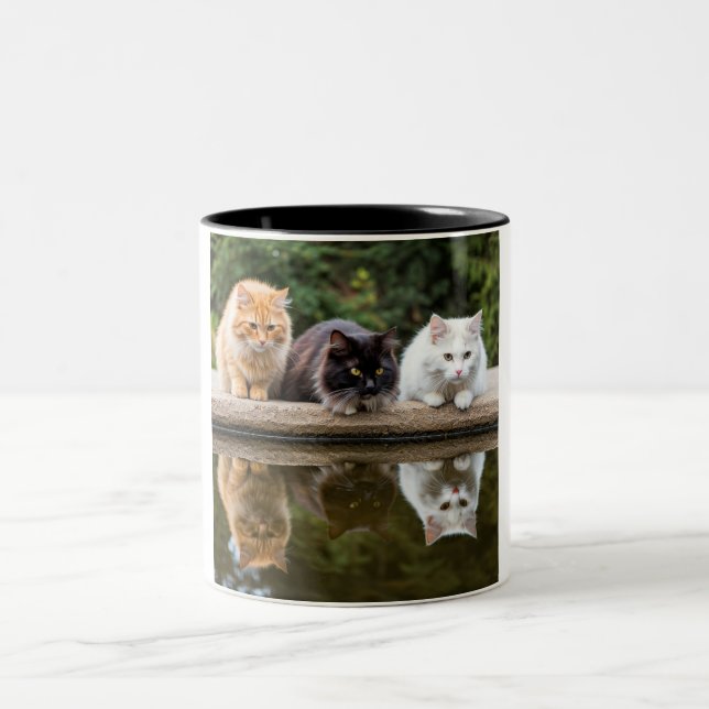 Reflective Feline Friends: A Two-Tone Ceramic Mug (Center)