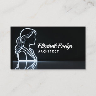 Reflective Grace: White-Lined Silhouette on Dark Business Card