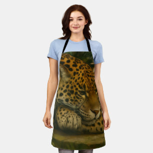 Reflective Jaguar – Serene Wildlife Art Print Apron