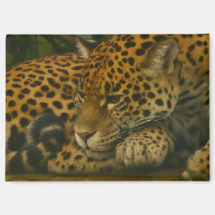 Reflective Jaguar – Serene Wildlife Art Print Magnet