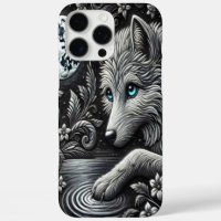 Reflective Moonlit Wolf Artwork