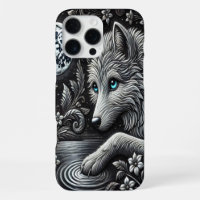 Reflective Moonlit Wolf Artwork