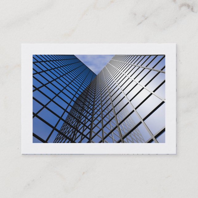 Reflective Office Block (Bordered) Business Card (Front)