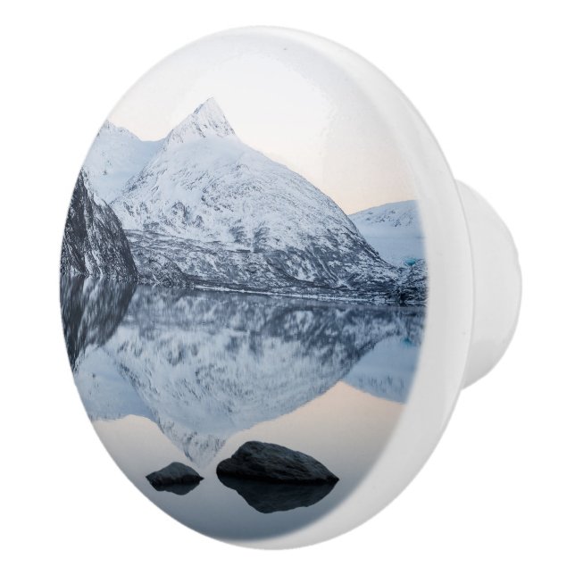 Reflective Portage Lake Ceramic Knob (Right)