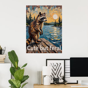 Reflective Prowler: Racoon by the Water Poster