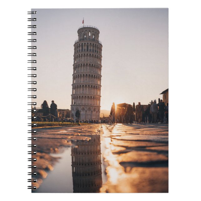 Reflective Sunset Pisa Tower Notebook (Front)