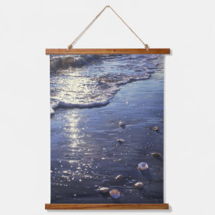 Reflective Tide and Shells Sunset Beach Art Hanging Tapestry