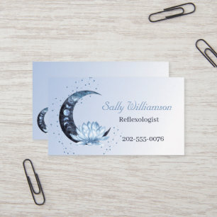 Reflexology Blue Lotus Flower Moon Business Card
