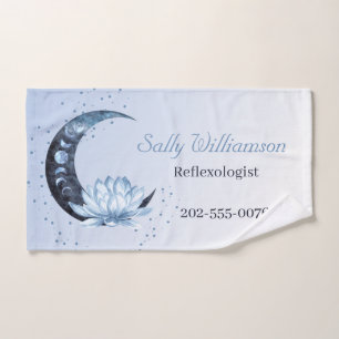 Reflexology Blue Lotus Flower Moon Hand Towel