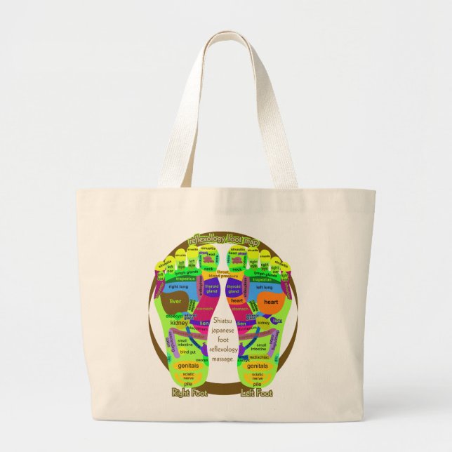 reflexology foot map large tote bag (Front)