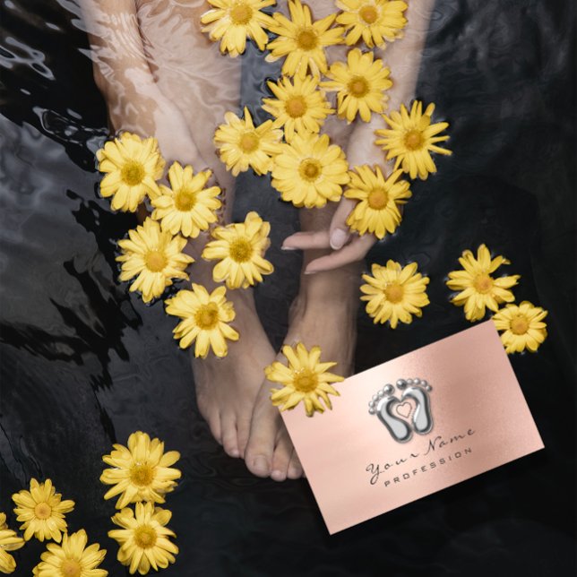 Reflexology Massage Therapist Silver Rose Blush Business Card (Reflexology Massage Therapist Silver Rose Blush Business Card)