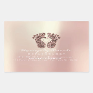 Reflexology Massage Therapy Feet Copper White RSVP Rectangular Sticker