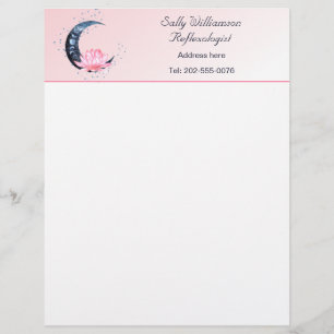 Reflexology Pink Lotus Flower Business Custom Letterhead