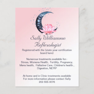 Reflexology Pink Lotus Flower Moon Business Flyer