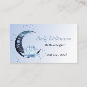 Reflexology QR Code Lotus Flower Moon Business Card