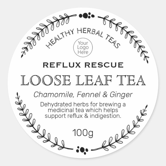 Reflux Rescue Herbal Tea Logo Labels (Front)