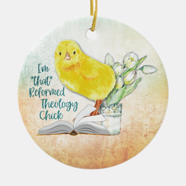 "Reformed Theology Chick" Christmas Ornament (Front)